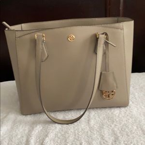 Tory Burch Small Robinson Tote Gray Heron
